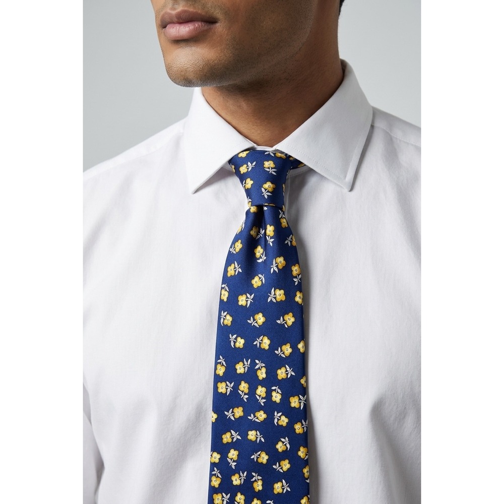 Roberta Baldini Firenze Silk Tie Navy Blue Yellow Floral Vintage 80s 90s Mens